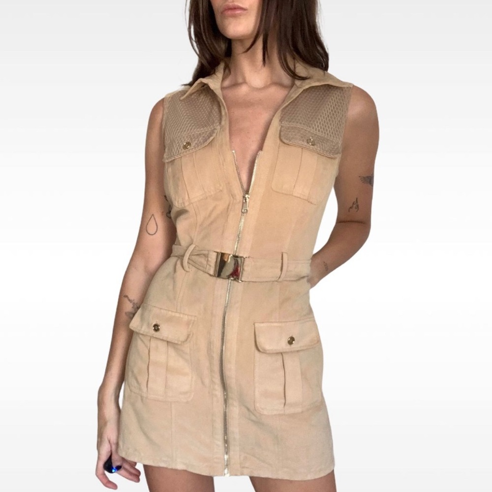 🤎 bebe tan suede utilitarian dress 🤎